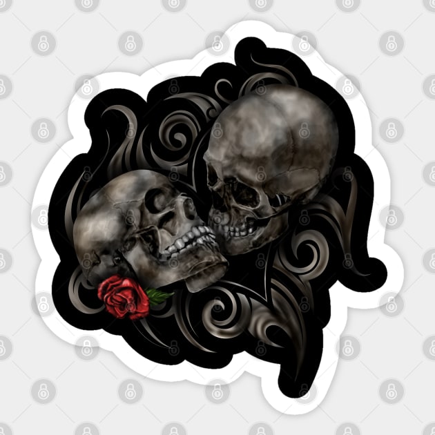 Skulls in love Love Sticker by Nartissima